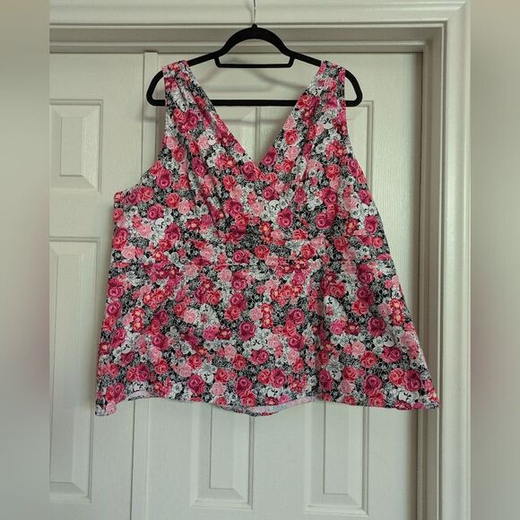 Torrid 3 skull and rose peplum Sleeveless Top - Picture 1 of 5